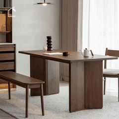 SOLIN, BA_001, Bàn ăn thanh lịch sang trọng, 140x80x76cm, plywood phủ veneer, Nội thất Nhà Trên Cao