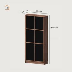CABY, Kệ sách trang trí Japandi tối giản, KS_010, 90x30x180cm, Plywood phủ veneer, Nội thất Nhà trên cao