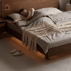 FIKO, Giường ngủ phong cách sang trọng tối giản, GN_017, 200x160x100cm, Plywood phủ Veneer, Nội thất Nhà trên cao