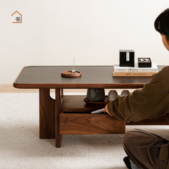 TIBO, Bàn trà phong cách Japandi sang trọng, BT_012, 100x50x40cm, Plywood phủ veneer, Nội thất Nhà trên cao