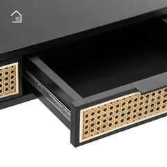 GALON, Bàn trang điểm hiện đại, BTD_007, 120x40x75cm, MDF phủ sơn 2K phối lưới mây tre, Nội thất Nhà Trên Cao