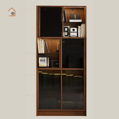 CABY, Kệ sách trang trí Japandi tối giản, KS_010, 90x30x180cm, Plywood phủ veneer, Nội thất Nhà trên cao