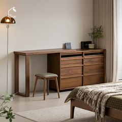 LINEA, BLV_027, Bàn Làm Việc Chữ L Đa Năng, 6 Hộc - 9 Hộc, Gỗ Plywood Phủ Veneer, Nội Thất Nhà Trên Cao