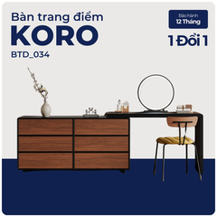 KORO, Bàn trang điểm kết hợp bàn làm việc 6 hộc, BTD_034, 120x40x75cm, Plywood phủ Melamine, Nội thất Nhà Trên Cao