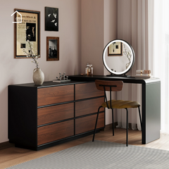 KORO, Bàn trang điểm kết hợp bàn làm việc 6 hộc, BTD_034, 120x40x75cm, Plywood phủ Melamine, Nội thất Nhà Trên Cao