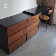 KORO, Bàn trang điểm kết hợp bàn làm việc 6 hộc, BTD_034, 120x40x75cm, Plywood phủ Melamine, Nội thất Nhà Trên Cao