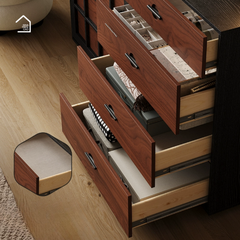 MAKI, Bàn trang điểm kết hợp bàn làm việc 6 hộc, BTD_037, 120x40x75cm, Plywood phủ Melamine, Nội thất Nhà Trên Cao