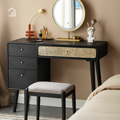 ZIMO, Bàn trang điểm nhỏ gọn hiện đại, BTD_035, 100x40x75cm, Plywood phủ Veneer, Nội thất Nhà Trên Cao