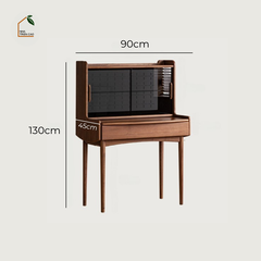 SOLIN, BTD_039, Bàn trang điểm phối kính, 90x45x130cm, Plywood phủ veneer, Nội thất Nhà Trên Cao