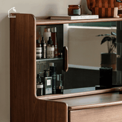 SOLIN, BTD_039, Bàn trang điểm phối kính, 90x45x130cm, Plywood phủ veneer, Nội thất Nhà Trên Cao