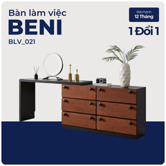 BENI, Bàn làm việc sang trọng hiện đại 6 hộc tủ, BLV_021, 120x40x75cm, MDF phủ sơn 2K, Nội thất Nhà Trên Cao