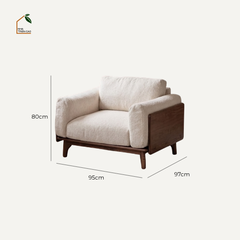 HONA, SFD_001, sofa đơn phong cách Japandi thanh lịch, 95x97x80cm, Plywood phủ Veneer, Nội thất Nhà Trên Cao