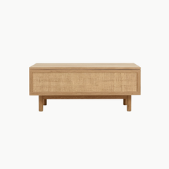 MEY, BT_016, Bàn trà phối lưới mây tre thanh lịch, 100x50x40cm, Nội thất Nhà Trên Cao