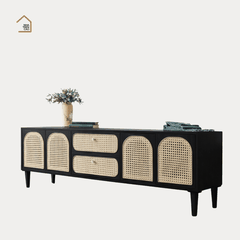 GALON, TTV_024, Kệ tivi phối lưới mây tre, 180x40x55cm, Gỗ MDF phủ sơn 2K, Nội thất Nhà trên cao