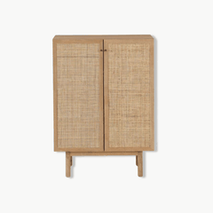 MEY, Tủ lưu trữ phối lưới mây hài hòa công năng, 70x40x90cm, MDF phủ melamine, Nội thất Nhà Trên Cao