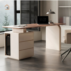 MYRNA, BLV_014, Bàn làm việc sang trọng hiện đại có tủ lưu trữ, 140x60x75cm, MDF phủ sơn 2K, Nội thất Nhà Trên Cao