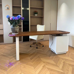 MYRNA, BLV_014, Bàn làm việc sang trọng hiện đại có tủ lưu trữ, 140x60x75cm, MDF phủ sơn 2K, Nội thất Nhà Trên Cao