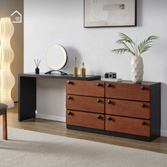 BOHI, Bàn làm việc sang trọng hiện đại 6 hộc tủ, BLV_022, 120x40x75cm, Plywood phủ Veneer, Nội thất Nhà Trên Cao