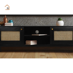 GALON, TTV_064, 160x40x55cm , Kệ tivi phối lưới mây tre tối giản, Gỗ MDF phủ sơn 2K, Nội thất Nhà trên cao