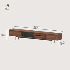 SOLIN, Tủ tivi hiện đại sang trọng, TTV_091, 180x30x40cm, Plywood phủ Veneer, Nội thất Nhà trên cao