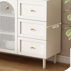 CHIC, Tủ lưu trữ trang trí hiện đại, TLT_034, 120x40x80cm, Gỗ MDF phủ sơn 2K Phối mây tre, Nội thất Nhà trên cao