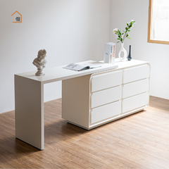 KARA, Bàn làm việc kết hợp bàn trang điểm 6 hộc sơn 2k, BTD_002, 120x40x75, Nội thất Nhà trên cao