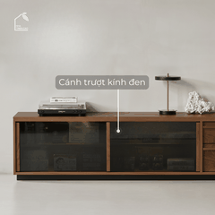 LINEA, TTV_092, Tủ TV Hiện Đại Tinh Giản, 180x40x50cm, Gỗ Plywood Phủ Veneer, Nội Thất Nhà Trên Cao