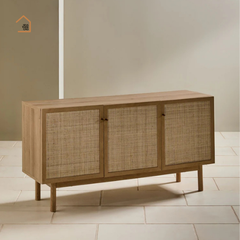 MEY, Tủ lưu trữ phối lưới mây tre, TLT_016, 140x40x70cm, Nội thất Nhà trên cao