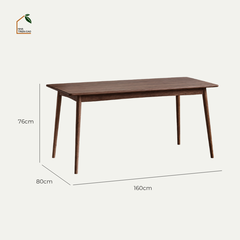 NARA, BA_005, bàn ăn gia đình, 160x80x76cm, Plywood phủ veneer, Nội thất Nhà trên cao