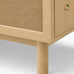 MEY, Tủ lưu trữ phối lưới mây mộc mạc, trang nhã, 80x40x90cm, MDF phủ Melamine, Nội thất Nhà Trên Cao