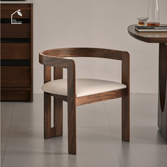 LUNA, GD_006, ghế đơn thiết kế vòng cung mềm mại, 56x51x64cm, Plywood phủ veneer, Nội thất Nhà trên cao
