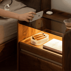 SOLIN, TDG_009, Tủ đầu giường sang trọng, 45x40x50cm, Plywood phủ Veneer, Nội thất Nhà trên cao