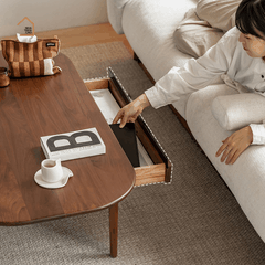 LONA, Bàn trà phong cách Japandi sang trọng, BT_013, 100x50x40cm, Plywood phủ veneer, Nội thất Nhà trên cao