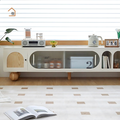 BENNY, Kệ tivi phong cách Japandi phối kính mờ, TTV_33, 180x40x50cm, Nội thất Nhà Trên Cao