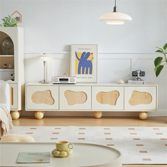 BRUNA, TTV_035, Kệ tivi phong cách Japandi hiện đại,  MDF phủ sơn 2K, 180x40x50cm, Nội thất Nhà Trên Cao