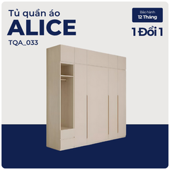 ALICE, Tủ quần áo phong cách hiện đại thanh lịch, TQA_033, 200x55x250cm, Gỗ MDF phủ Melamine, Nội thất Nhà trên cao