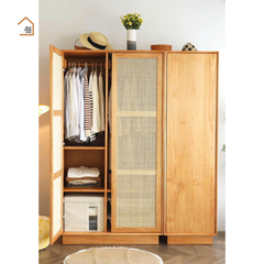 GEE, Tủ quần áo phối lưới mây tre, TQA_005, 120x55x180cm, Nội thất Nhà trên cao