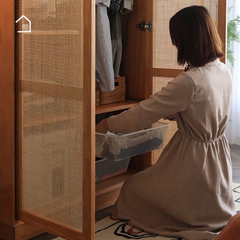 GEE, Tủ quần áo phối lưới mây tre, TQA_005, 120x55x180cm, Nội thất Nhà trên cao