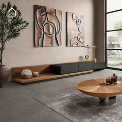 HILMA, TTV_066, Kệ tivi phong cách Wabisabi kết hợp trang trí, 220x40x45cm, MDF phủ sơn 2K, Nội thất Nhà Trên Cao