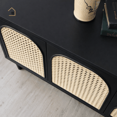 GALON, TTV_024, Kệ tivi phối lưới mây tre, 180x40x55cm, Gỗ MDF phủ sơn 2K, Nội thất Nhà trên cao