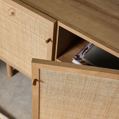 MEY, Tủ lưu trữ phối lưới mây tre, TLT_016, 140x40x70cm, Nội thất Nhà trên cao