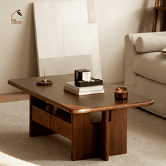 SOLIN, BT_012, Bàn trà phong cách sang trọng, 100x50x40cm, Plywood phủ veneer, Nội thất Nhà trên cao