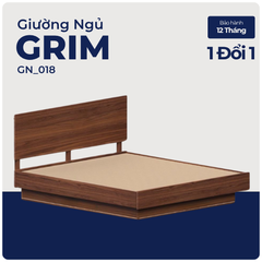 GRIM, Giường ngủ phong cách sang trọng tối giản, GN_018, 200x160x100cm, Plywood phủ veneer, Nội thất Nhà trên cao