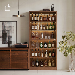 SOLIN, KS_013, kệ sách có đèn hiện đại sang trọng, 90x30x198cm, Plywood phủ veneer, Nội thất Nhà trên cao
