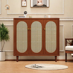 MECHAY, TLT_001, Tủ lưu trữ phong cách cổ điển phối mây tre, 100x40x90cm, Nội thất Nhà trên cao