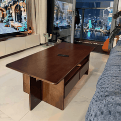 SOLIN, BT_012, Bàn trà phong cách sang trọng, 100x50x40cm, Plywood phủ veneer, Nội thất Nhà trên cao