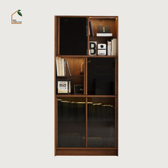 SOLIN, KS_010, Kệ sách trang trí tối giản, 90x30x180cm, Plywood phủ veneer, Nội thất Nhà trên cao