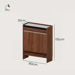 HONA, TG_022, Tủ giày thanh lịch sang trọng, 90x35x115cm, Gỗ Plywood phủ Veneer, Nội thất Nhà trên cao