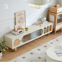 BENNY, Kệ tivi phong cách Japandi phối kính mờ, TTV_33, 180x40x50cm, Nội thất Nhà Trên Cao