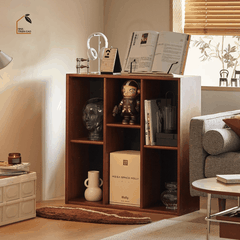 SOLIN, KS_011, Kệ sách phong cách sang trọng thanh lịch, 80x40x80cm, Plywood phủ veneer, Nội thất Nhà trên cao